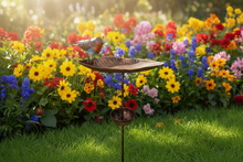 Laden Sie das Bild in den Galerie-Viewer, Hand-made Robin Bird Feeder with Stake – 32×24×109 cm, 30 cm Tray – Garden Decor &amp; Wild Bird Feeder
