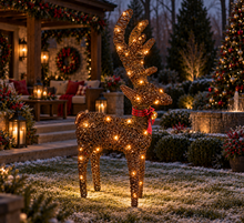 Load image into Gallery viewer, Handmade Christmas indoor/ outdoor reindeer with led lights 45cm
