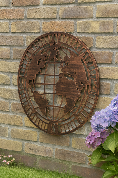 Handmade 60cm powder coated bronze world map  Wall Art – Metal Garden & Home Décor