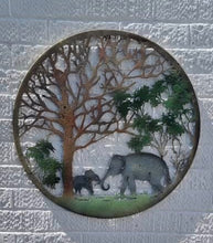 Load image into Gallery viewer, Handmade peeling tree of life elephant father and son wall art indoors/outdoors 60cm x60cm
