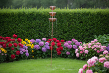 Load image into Gallery viewer, Handmade powder coated bronze rain catcher on a stake 120cm

