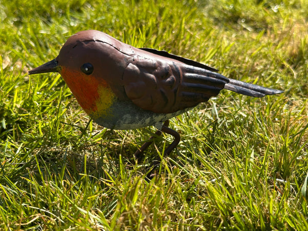 Handmade powder coated metal bird Robin