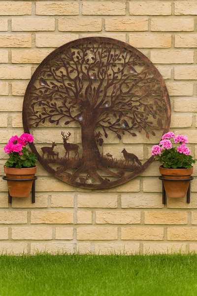 Handmade bronze 60cm bronze wall plaque of Woodland animals Tree Wall Plaque, powder coated steel , indoor/outdoor Wall Art - Marissa's Garden & Gift