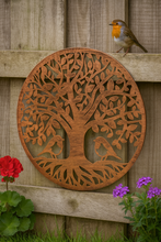 Afbeelding in Gallery-weergave laden, Handmade tree of life bronze powder coated wall art 60cm with two robins - Marissa's Garden &amp; Gift
