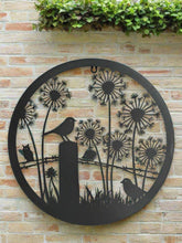 Afbeelding in Gallery-weergave laden, Handmade black 40cm wall plaque of Robin birds Tree Wall Plaque, black coloured  Metal, Garden/indoor Wall Art powder coated steel - Marissa's Garden &amp; Gift
