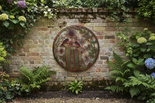 Indlæs billede til gallerivisning Handmade rusty 80cm wall plaque of robin birds Tree Wall Plaque, Rusted coloured  Metal, Garden/indoor Wall Art with peeling effect
