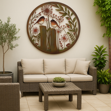 Indlæs billede til gallerivisning Handmade rusty 80cm wall plaque of robin birds Tree Wall Plaque, Rusted coloured  Metal, Garden/indoor Wall Art with peeling effect - Marissa's Garden &amp; Gift
