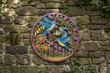 Load image into Gallery viewer, Handmade 60cm Colourful Hummingbird Wall Art – Metal Garden &amp; Home Décor with Flowers and Baby Birds
