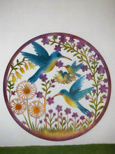 Load image into Gallery viewer, Handmade 60cm Colourful Hummingbird Wall Art – Metal Garden &amp; Home Décor with Flowers and Baby Birds - Marissa's Garden &amp; Gift
