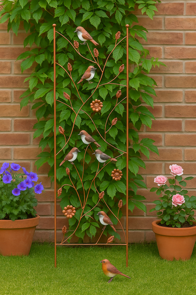 Bronze garden/outdoor bird trellis plant support measuring 139cm high - Marissa's Garden & Gift