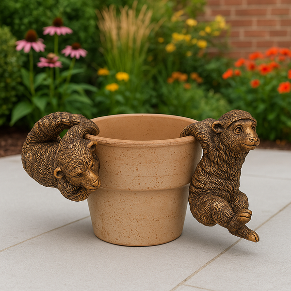 Polyresin pair of bronze coloured sheep pot hangers - Marissa's Garden & Gift