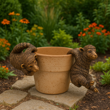 Load image into Gallery viewer, Polyresin pair of bronze coloured sheep pot hangers - Marissa's Garden &amp; Gift
