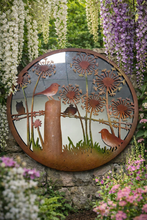 Afbeelding in Gallery-weergave laden, Handmade rusty 60cm acrylic mirror wall plaque of Robin birds Tree Wall Plaque, Rusted coloured  Metal, Garden/indoor Wall Art with peeling effect
