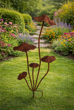 Load image into Gallery viewer, Handmade rusty mushrooms stake 75cm
