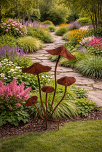Load image into Gallery viewer, Handmade rusty mushrooms stake 75cm

