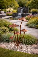 Load image into Gallery viewer, Handmade powder coated bronze mushrooms stake 75cm
