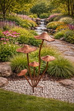 Load image into Gallery viewer, Handmade powder coated bronze mushrooms stake 75cm
