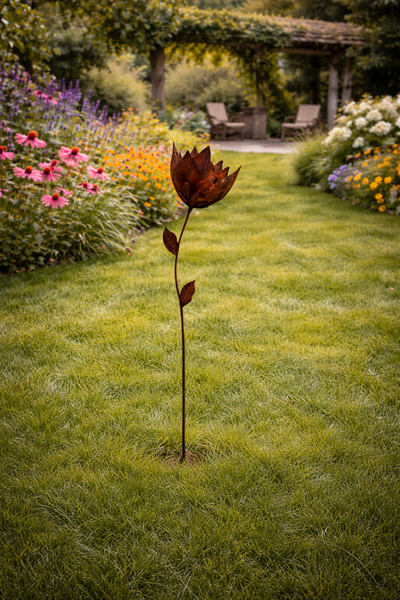 Handmade garden/outdoor tulip metal garden flower 120cm