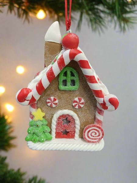 Resin Christmas gingerbread house Christmas bauble tree hanging decoration/christmas/seasonal/ resin hanging item - Marissa's Garden & Gift