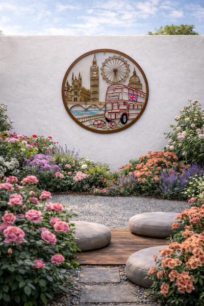 Handmade peeling bronze with colour the city of London iconic sights wall art indoors/outdoors 60cm - Marissa's Garden & Gift