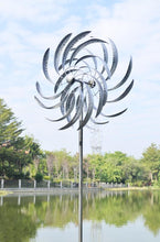 Load image into Gallery viewer, Wembury garden wind sculpture spinner silver
