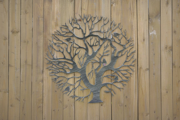 Tree of life silver with a black touch wall art for outdoors and indoors 60cm - Marissa's Garden & Gift