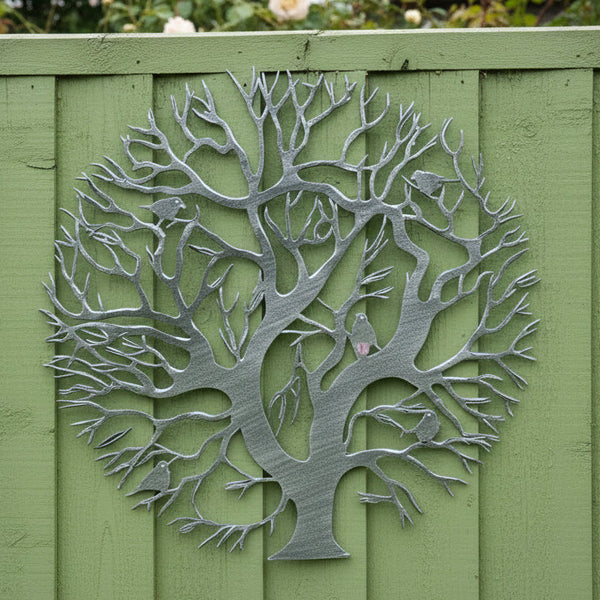 Tree of life silver with a black touch wall art for outdoors and indoors 60cm - Marissa's Garden & Gift