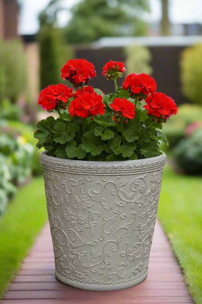 29cm Blenheim polyresin off white flower pot - Marissa's Garden & Gift