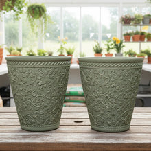 Load image into Gallery viewer, 29cm Blenheim green flower pot x 2 pots recycled plastic - Marissa's Garden &amp; Gift
