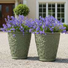 Load image into Gallery viewer, 29cm Blenheim green flower pot x 2 pots recycled plastic - Marissa's Garden &amp; Gift
