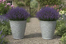 Load image into Gallery viewer, 29cm 2 x Blenheim polyresin off white recycled flower pots - Marissa's Garden &amp; Gift
