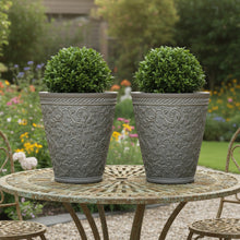 Load image into Gallery viewer, 29cm Blenheim antique taupe coloured flower pots x 2 recycled plastic - Marissa's Garden &amp; Gift
