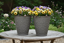 Load image into Gallery viewer, 29cm Blenheim antique taupe coloured flower pots x 2 recycled plastic - Marissa's Garden &amp; Gift
