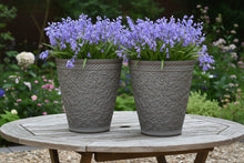 Load image into Gallery viewer, 29cm Blenheim antique taupe coloured flower pots x 2 recycled plastic - Marissa's Garden &amp; Gift
