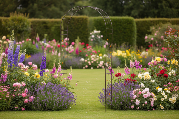 Hollywell Garden Rose Arch black with gold leaves - Marissa's Garden & Gift