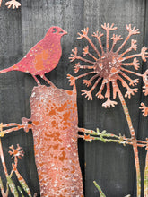 Laden Sie das Bild in den Galerie-Viewer, Handmade rusty 60cm wall plaque of blackbird birds Tree Wall Plaque, Rusted coloured  Metal, Garden/indoor Wall Art with peeling effect

