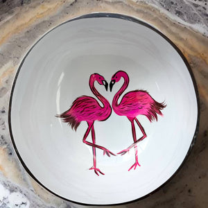 Handmade Flamingo coconut bowl
