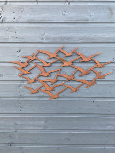 Rusty Wall Art / Rusty Metal Swallows Sculpture / Flock of Birds Wall Decor / Rusty Metal Bird Garden Decor / garden gift / Swift Wall Art