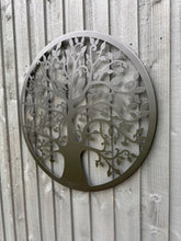 Indlæs billede til gallerivisning Handmade Black tree of life wall art 60cm wall art with birds made from powder coated steel suitable for indoors/outdoors
