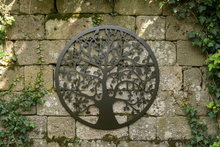 Afbeelding in Gallery-weergave laden, Handmade Black tree of life wall art 60cm wall art with birds made from powder coated steel suitable for indoors/outdoors - Marissa's Garden &amp; Gift
