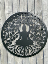 Charger l&#39;image dans la galerie, Handmade black 60cm budha tree of life with roots  wall art suitable for indoors/outdoors anniversary/birthday gift
