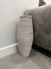 Charger l&#39;image dans la galerie, 60cm tall white washed with natural colourings handmade bamboo and Seagrass vase
