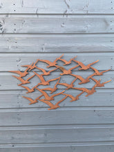 Indlæs billede til gallerivisning Rusty Wall Art / Rusty Metal Swallows Sculpture / Flock of Birds Wall Decor / Rusty Metal Bird Garden Decor / garden gift / Swift Wall Art
