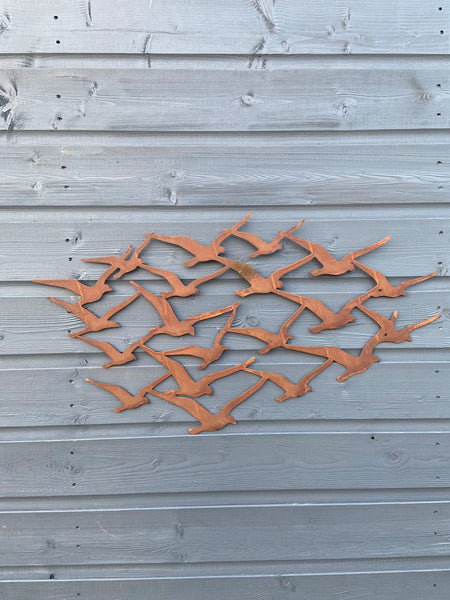 Rusty Wall Art / Rusty Metal Swallows Sculpture / Flock of Birds Wall Decor / Rusty Metal Bird Garden Decor / garden gift / Swift Wall Art
