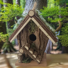 Laden Sie das Bild in den Galerie-Viewer, Handmade wooden birdhouse hut with ladder 18x12x19.5cm - Marissa's Garden &amp; Gift
