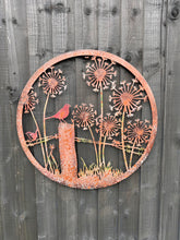 Laden Sie das Bild in den Galerie-Viewer, Handmade rusty 60cm wall plaque of blackbird birds Tree Wall Plaque, Rusted coloured  Metal, Garden/indoor Wall Art with peeling effect
