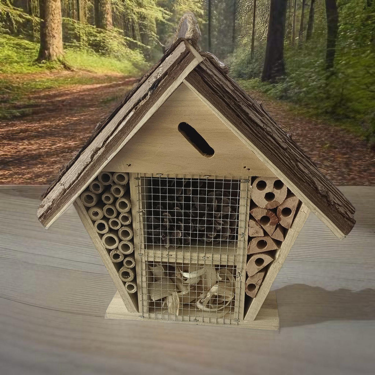 Handmade wooden house shaped medium insect house 26 x 8 x 24cm ...