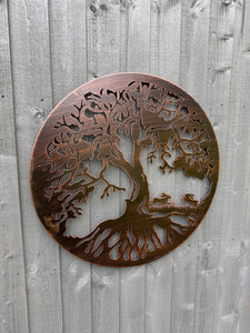 Bronze tree of life with roots with boxing hares wall art 60cm wall art suitable for indoors/outdoors birthday/anniversary gift