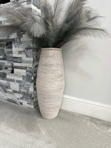 60cm tall white washed with natural colourings handmade bamboo and Seagrass vase