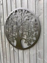 Afbeelding in Gallery-weergave laden, Handmade Black tree of life wall art 60cm wall art with birds made from powder coated steel suitable for indoors/outdoors
